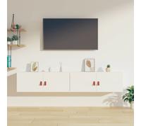 vidaXL Pensili 2 pz Bianchi 80x30x30 cm in Legno Massello di Pino