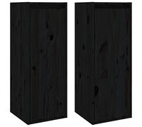 vidaXL Pensili 2 pz Neri 30x30x80 cm in Legno Massello di Pino