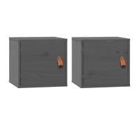vidaXL Pensili 2pz Grigi 31,5x30x30 cm in Legno Massello di Pino