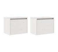 vidaXL Pensili Bianchi 2 pz 45x30x35 cm in Legno Massello di Pino
