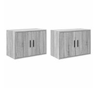 vidaXL Pensili per Garage 2 pz Grigio Sonoma in Legno Multistrato
