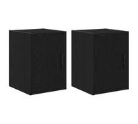 vidaXL Pensili per Garage 2 pz Neri in Legno Multistrato, armadietto, armadio a muro per garage, armadio a muro con porte, armadio per garage