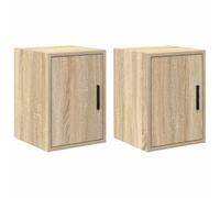 vidaXL Pensili per Garage 2 pz Rovere Sonoma in Legno Multistrato, armadietto, armadio a muro per garage, armadio a muro con porte, armadio per garage