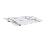 vidaXL Pensilina per Porta con Pannelli Cavi Robusta Elegante Economica Tettoia Ingresso Argento e Trasparente 120x90 cm in PC Solido e Alluminio