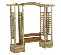 Pergola da giardino panca e vasi legno massello pino impregnato