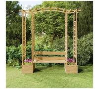 Pergola da giardino panca e vasi legno massello pino impregnato