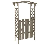 vidaXL Pergolato con Cancello 116x40x204 cm Grigio in Legno di Abete