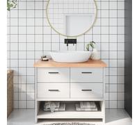 vidaXL Piano Bagno Marrone 100x40x(2-6) cm Legno Massello Trattato
