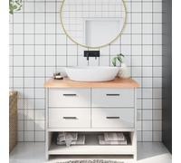 vidaXL Piano Bagno Marrone 100x50x(2-6) cm Legno Massello Trattato