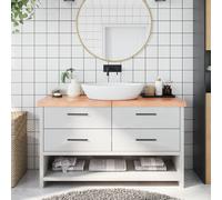 vidaXL Piano Bagno Marrone 140x50x(2-6) cm Legno Massello Trattato