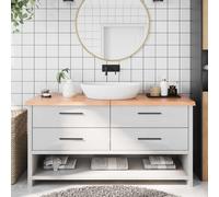 VIDAXL - Piano Bagno Marrone 160x60x (2-4) cm Legno Massello Trattato