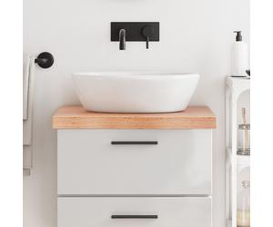 vidaXL Piano Bagno Marrone 60x50x(2-6) cm Legno Massello Trattato