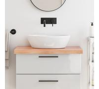 vidaXL Piano Bagno Marrone 80x50x(2-6) cm Legno Massello Trattato