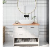 vidaXL Piano Bagno Marrone Chiaro 100x40x2 cm Legno Massello Trattato