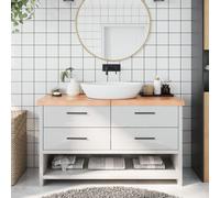 vidaXL Piano Bagno Marrone Chiaro 140x50x6 cm Legno Massello Trattato