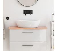 vidaXL Piano Bagno Marrone Chiaro 80x30x2 cm Legno Massello Trattato