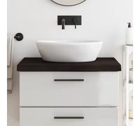 vidaXL Piano Bagno Marrone Scuro 80x50x(2-6) cm Legno Massello Trattato