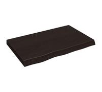 vidaXL Piano Bagno Marrone Scuro 80x50x(2-6) cm Legno Massello Trattato