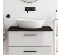 vidaXL Piano Bagno Marrone Scuro 80x50x2 cm Legno Massello Trattato