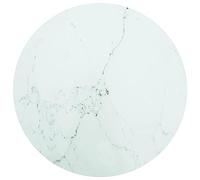 vidaXL Piano per Tavolo Bianco Ø60x0,8 cm Vetro Temperato Aspetto Marmo
