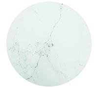 vidaXL Piano per Tavolo Bianco Ø70x0,8 cm Vetro Temperato Design Marmo