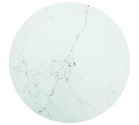 vidaXL Piano per Tavolo Bianco Ø80x1 cm Vetro Temperato Aspetto Marmo