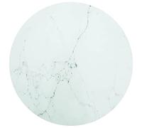 vidaXL Piano per Tavolo Bianco Ø80x1 cm Vetro Temperato Aspetto Marmo