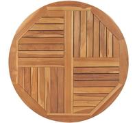 vidaXL Piano Tavolo in Legno Massello di Teak Rotondo 2,5 cm 90 cm