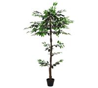 vidaXL Pianta Ficus Artificiale Verde 85 x 18 x 160 cm Tessuto e Legno