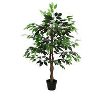 vidaXL Pianta Ficus Artificiale Verde 90 x 16 x 110 cm Tessuto e Legno