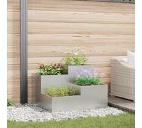 vidaXL Fioriera da giardino in acciaio zincato, 100 x 60 cm, contenitore per piante da esterno per balcone/patio/giardino - argento, resistente alla ruggine/resistente ai raggi UV, rettangolare