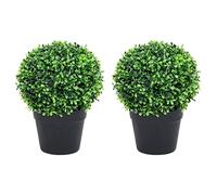vidaXL Piante di Bosso Artificiale 2 pz a Sfera con Vaso Verde 37 cm
