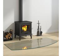 vidaXL Piastra per camino in vetro trasparente 120 x 60 cm vetro, accessori per camini eleganti, piastra in vetro resistente, base sicura, elegante protezione del pavimento
