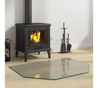 vidaXL Piastra in vetro per camino Trasparente 80 x 60 cm Vetro