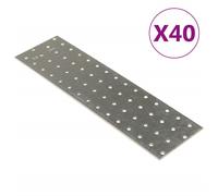 vidaXL Piastre Forate 40 pz 2 mm 300x80 mm Acciaio Zincato