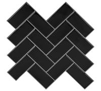 vidaXL Piastrella a Spina di Pesce 10 pcs Nero 30 x 30 cm