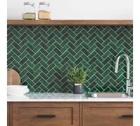 vidaXL Piastrella a Spina di Pesce 10 pcs Verde Scuro 30 x 30 cm