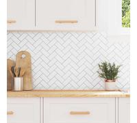 vidaXL Piastrella a Spina di Pesce 50 pcs Bianco e Grigio 30 x 30 cm