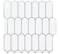 vidaXL Piastrella Piuma 10 pcs Bianco e Grigio 30 x 30 cm, Piastrelle decorative per bagno, parete lucida, design a piuma rettangolare per il tuo progetto di backsplash in cucina