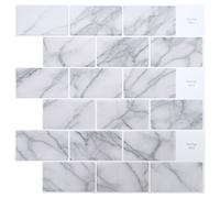 vidaXL Piastrella subway 10 pcs Marmo Bianco 30 x 30 cm
