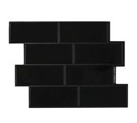 vidaXL Piastrella subway 10 pcs Nero 29 x 21 cm Poliuretano e PET