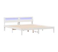vidaXL Piattaforma bianca da 180 x 200 cm, realizzata in legno di pino massello. Ha uno stile contemporaneo, include luci LED multicolore e non necessita di reti. È facile da montare e ha una finitura