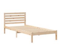 vidaXL Piattaforma marrone in legno di pino massello 100 x 210 cm, design moderno, con testiera, senza rete necessaria, ideale per camere da letto moderne, durevole, con doghe fisse, facile da montare