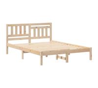vidaXL Piattaforma per letto 120 x 190 cm, marrone in legno di pino massiccio, non necessita di doghe, testiera inclusa, uso interno, montaggio richiesto, mobili per la casa, camera da letto, design