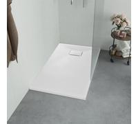 vidaXL Piatto Doccia Moderno Superficie in Pietra Ardesie Antimacchia AntiGraffio Soglia Bassa Base Box Bagno in SMC Bianco 100x80 cm