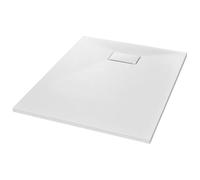 vidaXL Piatto Doccia Moderno Superficie in Pietra Ardesie Antimacchia AntiGraffio Soglia Bassa Base Box Bagno in SMC Bianco 100x80 cm