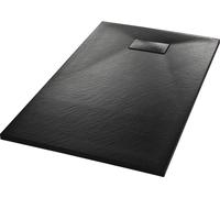 vidaXL Piatto Doccia Moderno Superficie in Pietra Ardesie Antimacchia AntiGraffio Soglia Bassa Base Box Bagno in SMC Nero 120x70 cm