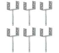 vidaXL Picchetti per Recinzione 6 pz Argento 14x6x30cm Acciaio Zincato