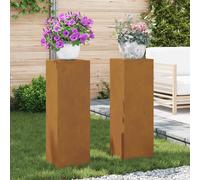 vidaXL Portavasi da Esterno Pilastro 2 PCS 24x24x75 cm Acciaio Inossidabile