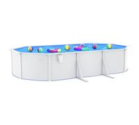 vidaXL Piscina con Pareti in Acciaio Ovale 610x360x120 cm Bianca